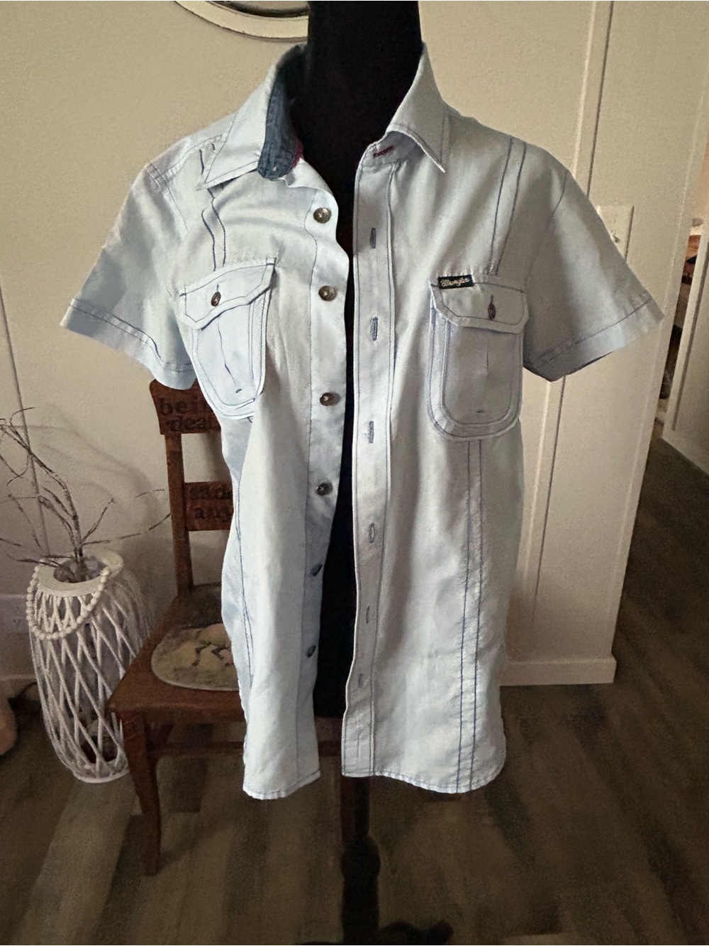Wrangler Light Blue Short-Sleeve Shirt